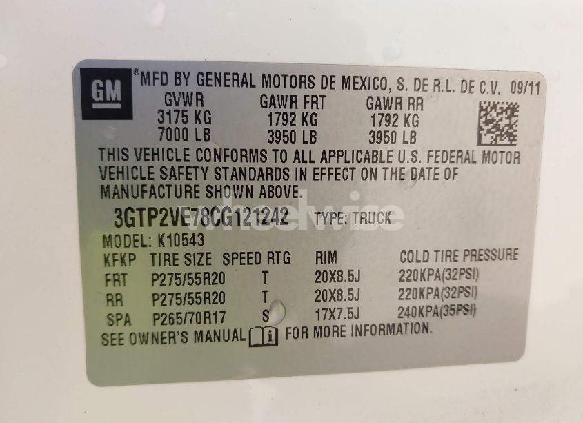 Photo 9 of 2012 Gmc Sierra 1500 SLE (VIN 3GTP2VE78CG121242)