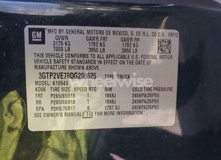 Photo 9 of 2013 Gmc Sierra 1500 SLE (VIN 3GTP2VE78DG208625)