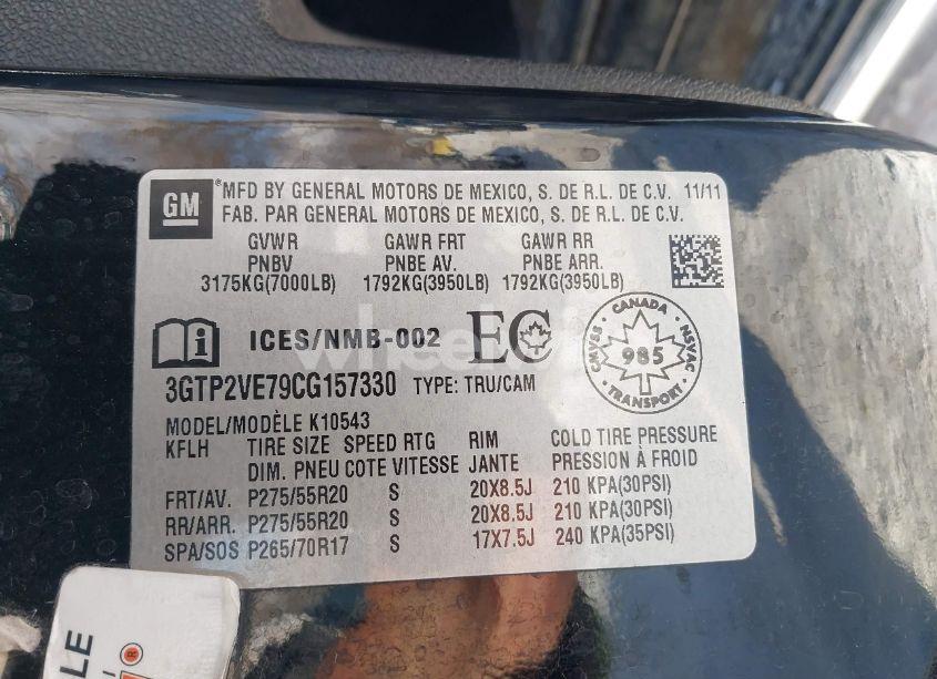 Photo 9 of 2012 Gmc Sierra 1500 SLE (VIN 3GTP2VE79CG157330)