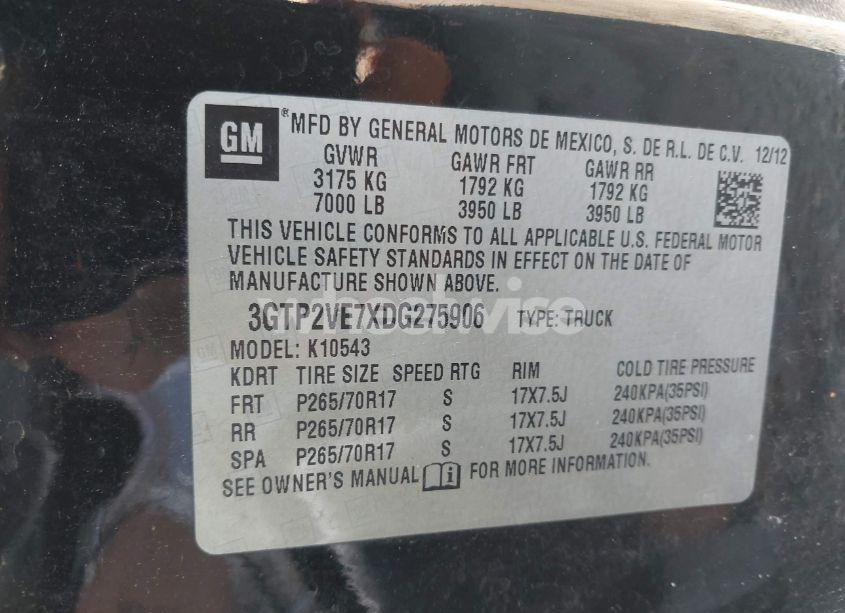 Photo 9 of 2013 Gmc Sierra 1500 SLE (VIN 3GTP2VE7XDG275906)