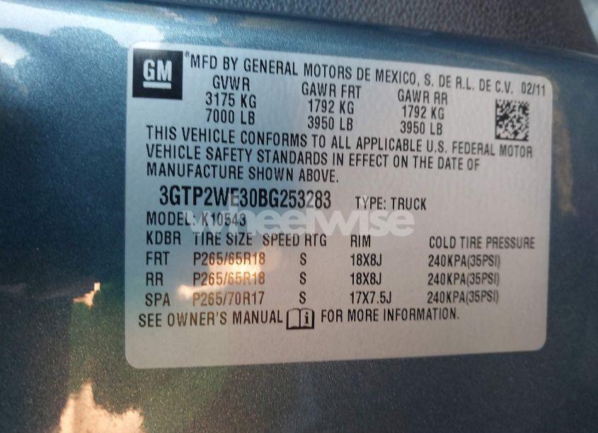 Photo 9 of 2011 Gmc Sierra 1500 SLT (VIN 3GTP2WE30BG253283)