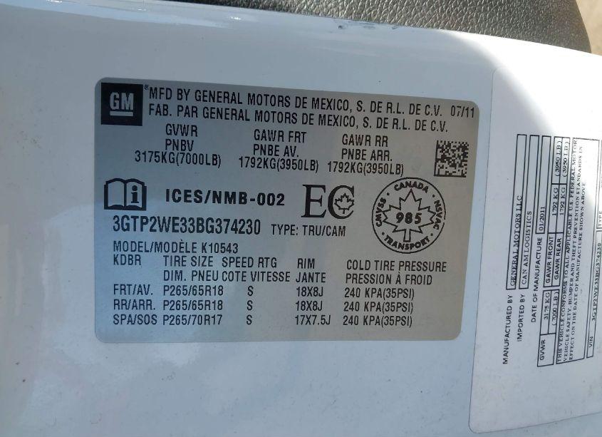 Photo 9 of 2011 Gmc Sierra 1500 SLT (VIN 3GTP2WE33BG374230)