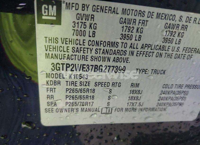 Photo 9 of 2011 Gmc Sierra 1500 SLT (VIN 3GTP2WE37BG277399)