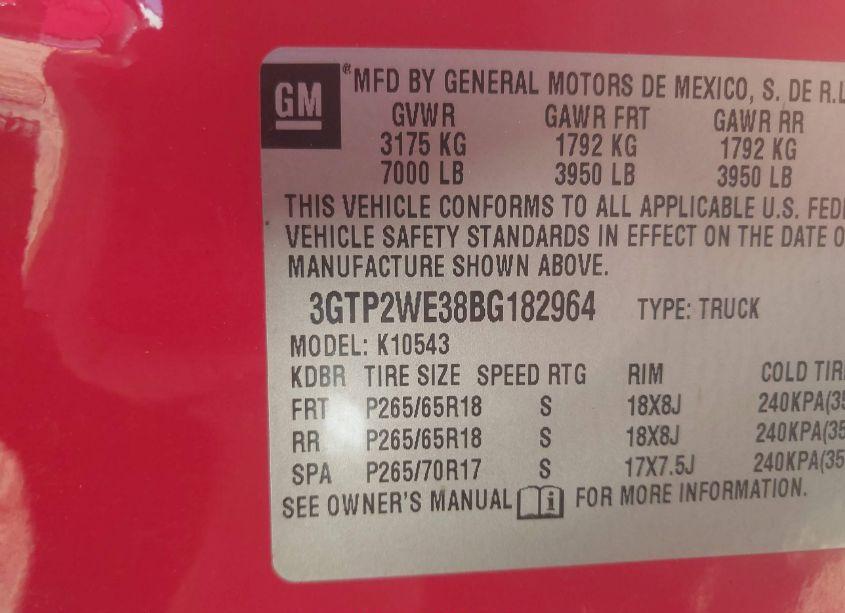 Photo 9 of 2011 Gmc Sierra 1500 SLT (VIN 3GTP2WE38BG182964)