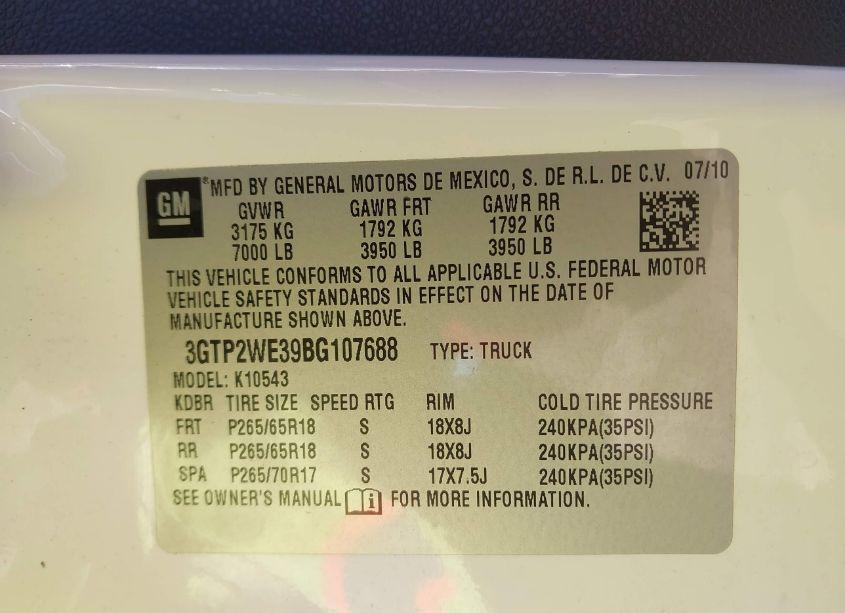 Photo 9 of 2011 Gmc Sierra 1500 SLT (VIN 3GTP2WE39BG107688)