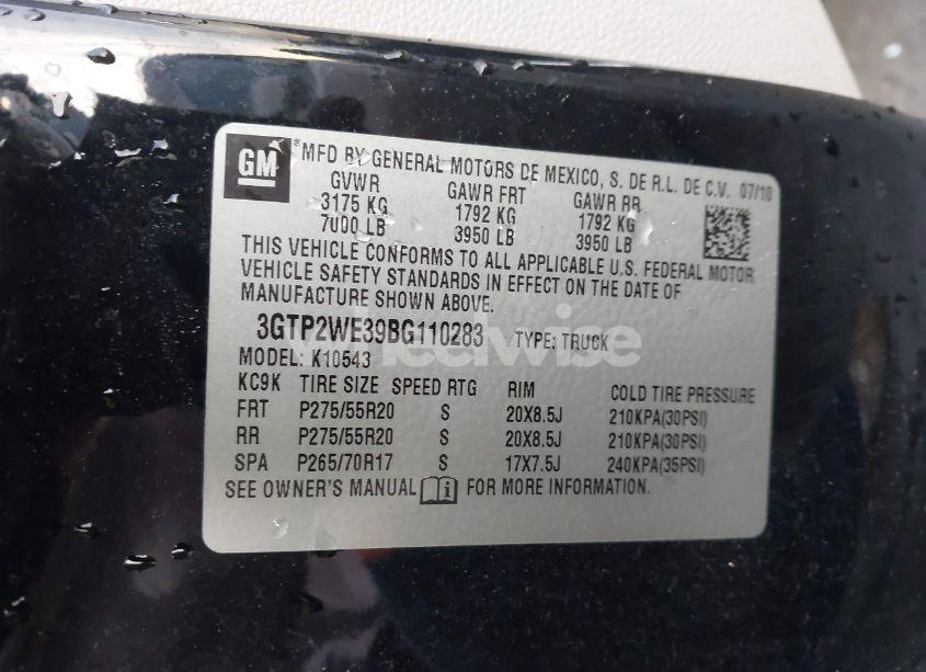 Photo 9 of 2011 Gmc Sierra 1500 SLT (VIN 3GTP2WE39BG110283)