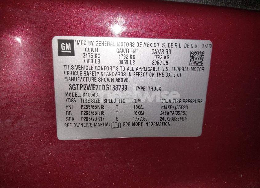 Photo 9 of 2013 Gmc Sierra 1500 SLT (VIN 3GTP2WE70DG138799)