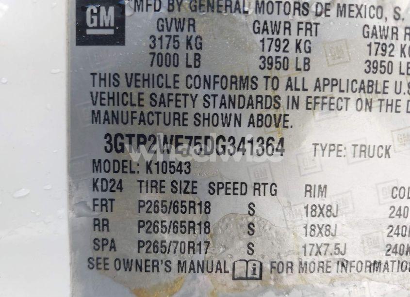 Photo 9 of 2013 Gmc Sierra 1500 SLT (VIN 3GTP2WE75DG341364)