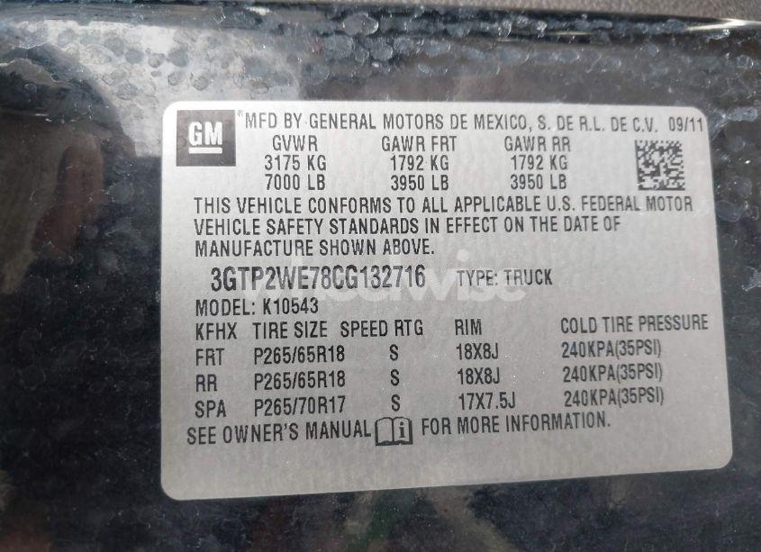 Photo 11 of 2012 Gmc Sierra 1500 SLT (VIN 3GTP2WE78CG132716)