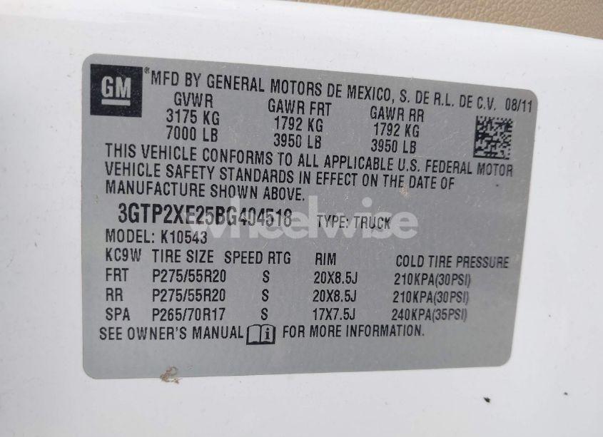 Photo 9 of 2011 Gmc Sierra 1500 DENALI (VIN 3GTP2XE25BG404518)