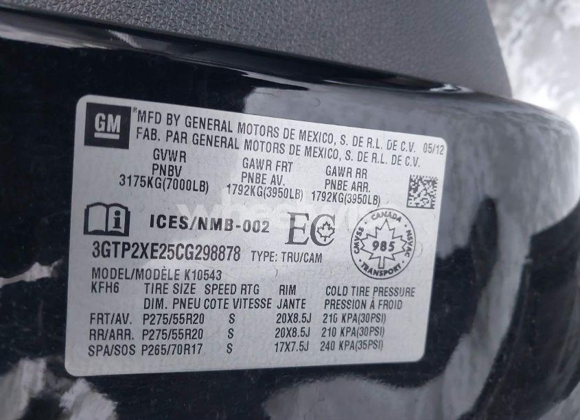 Photo 9 of 2012 Gmc Sierra 1500 DENALI (VIN 3GTP2XE25CG298878)