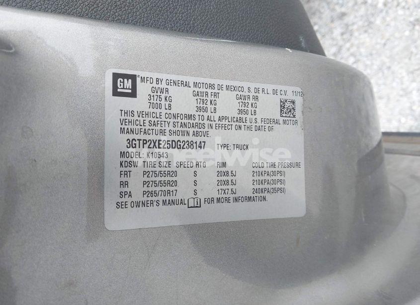 Photo 9 of 2013 Gmc Sierra 1500 DENALI (VIN 3GTP2XE25DG238147)