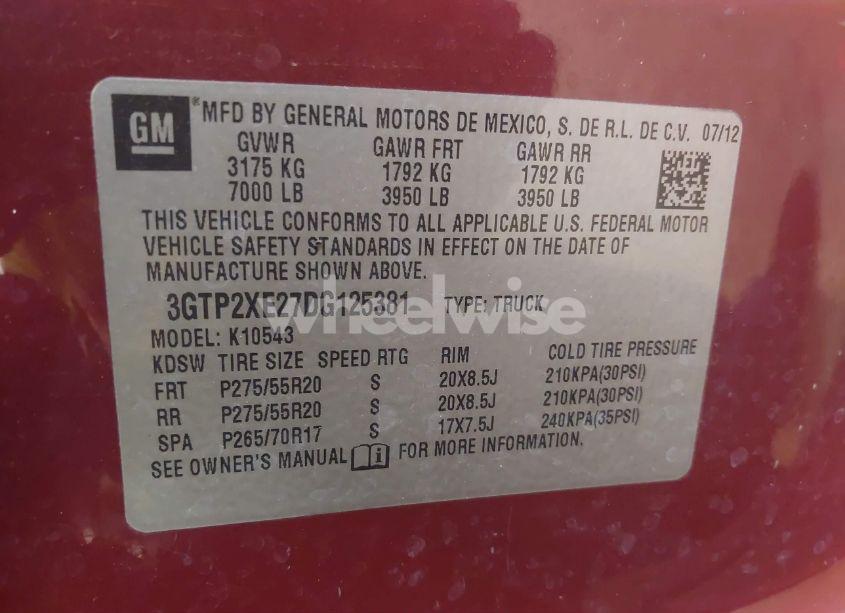Photo 9 of 2013 Gmc Sierra 1500 DENALI (VIN 3GTP2XE27DG125381)