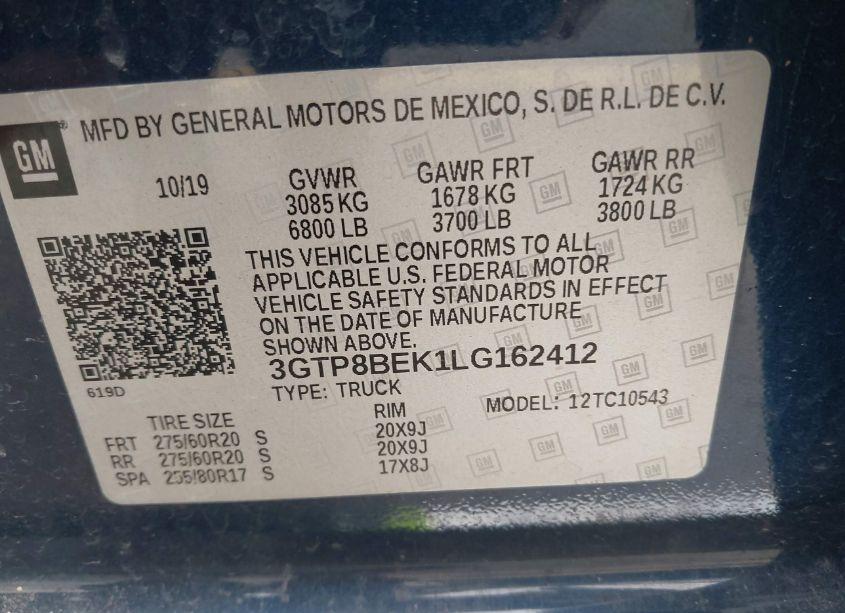 Photo 9 of 2020 Gmc Sierra 1500 2WD SHORT BOX SLE (VIN 3GTP8BEK1LG162412)