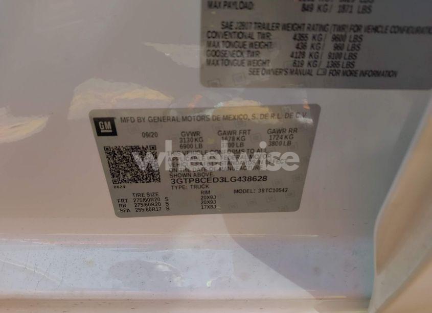 Photo 9 of 2020 Gmc Sierra 1500 2WD SHORT BOX ELEVATION (VIN 3GTP8CED3LG438628)