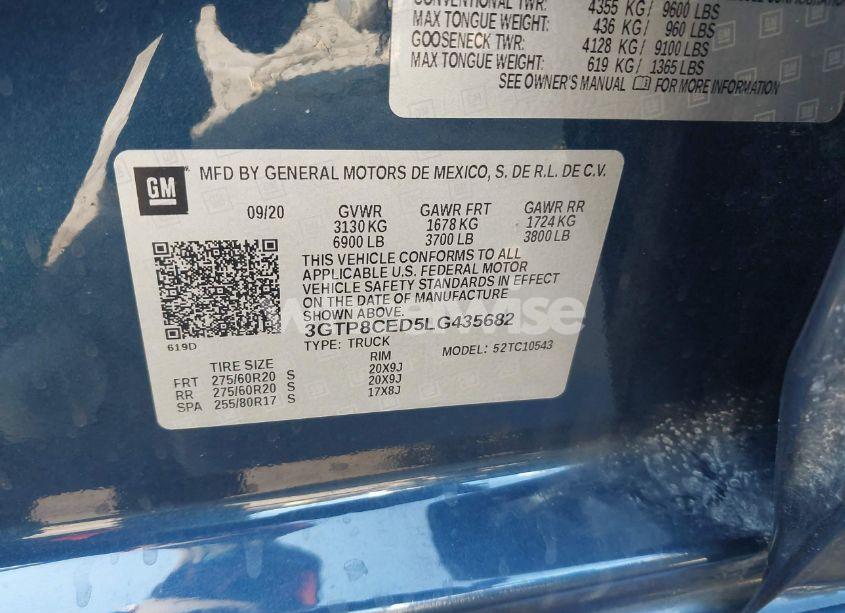 Photo 9 of 2020 Gmc Sierra 1500 2WD SHORT BOX ELEVATION (VIN 3GTP8CED5LG435682)