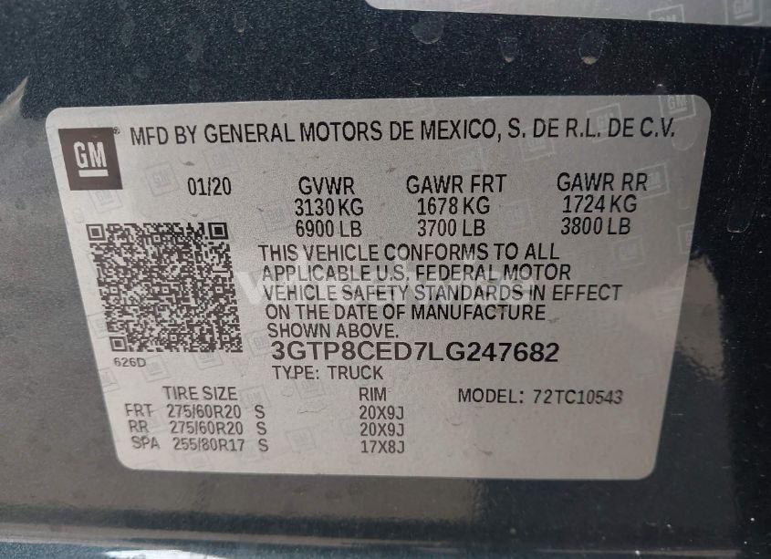 Photo 9 of 2020 Gmc Sierra 1500 2WD SHORT BOX ELEVATION (VIN 3GTP8CED7LG247682)