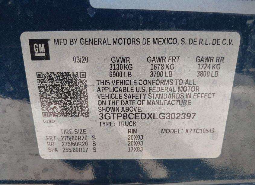 Photo 9 of 2020 Gmc Sierra 1500 2WD SHORT BOX ELEVATION (VIN 3GTP8CEDXLG302397)