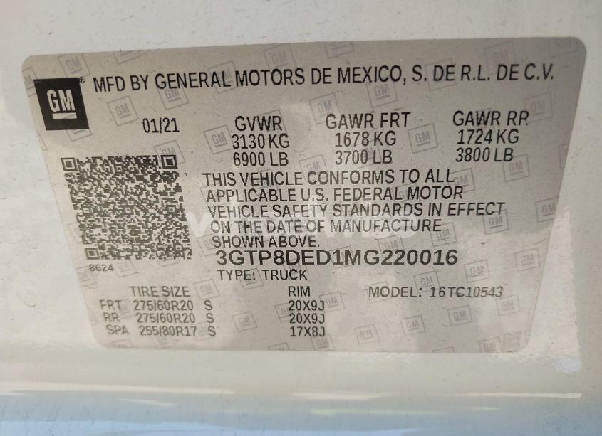 Photo 9 of 2021 Gmc Sierra 1500 2WD SHORT BOX SLT (VIN 3GTP8DED1MG220016)