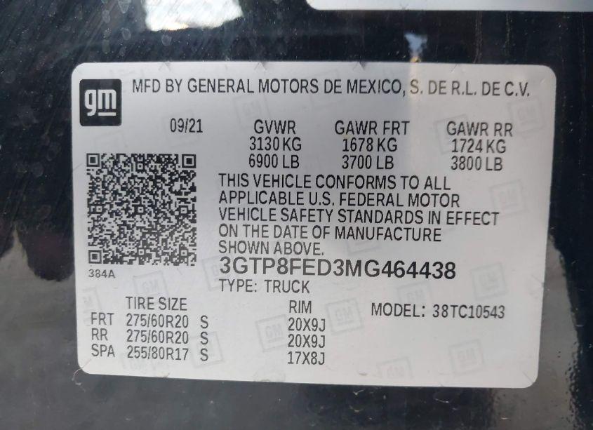 Photo 9 of 2021 Gmc Sierra 1500 2WD SHORT BOX DENALI (VIN 3GTP8FED3MG464438)