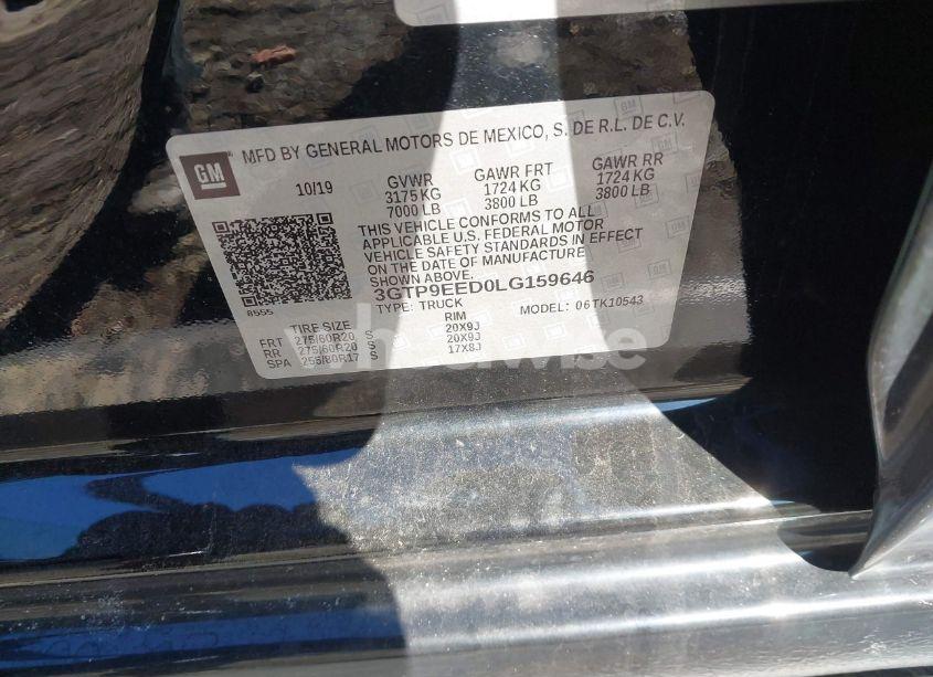 Photo 9 of 2020 Gmc Sierra 1500 4WD SHORT BOX AT4 (VIN 3GTP9EED0LG159646)