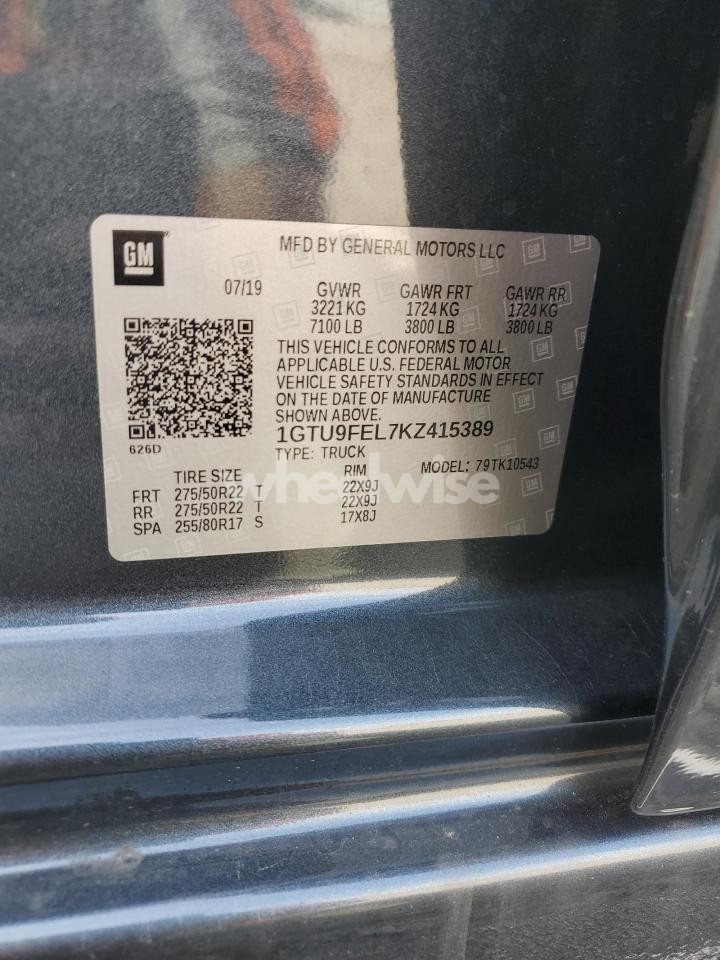 Photo 12 of 2019 GMC SIERRA K1500 DENALI N/A (VIN 3GTP9EED0LG216640)