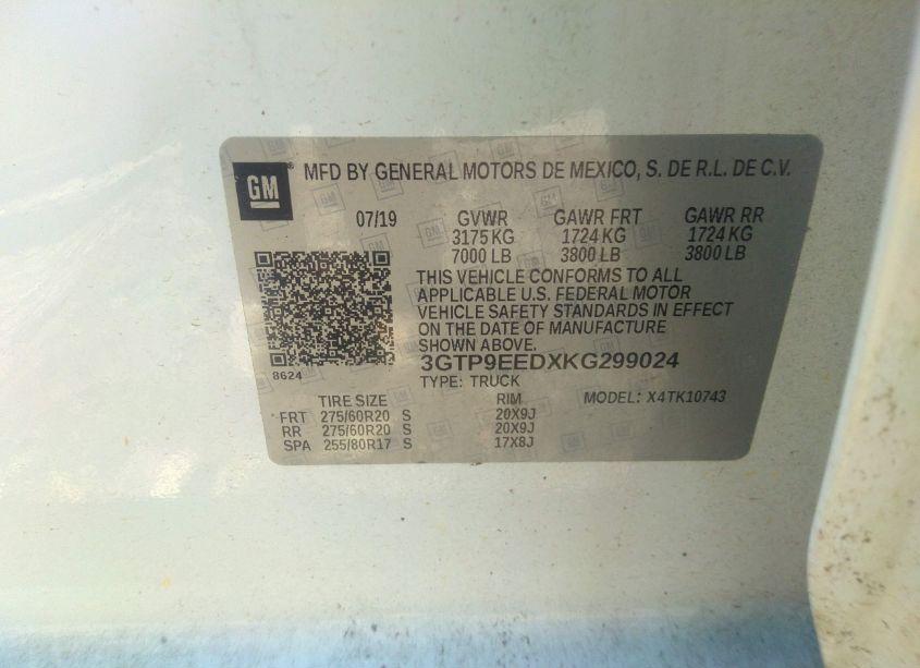 Photo 9 of 2019 Gmc Sierra 1500 AT4 (VIN 3GTP9EEDXKG299024)