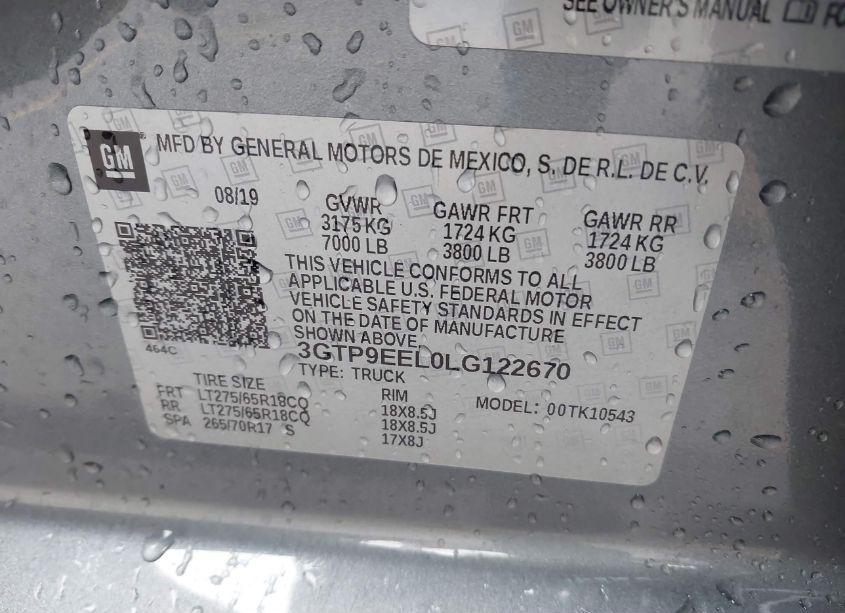Photo 9 of 2020 Gmc Sierra 1500 4WD SHORT BOX AT4 (VIN 3GTP9EEL0LG122670)
