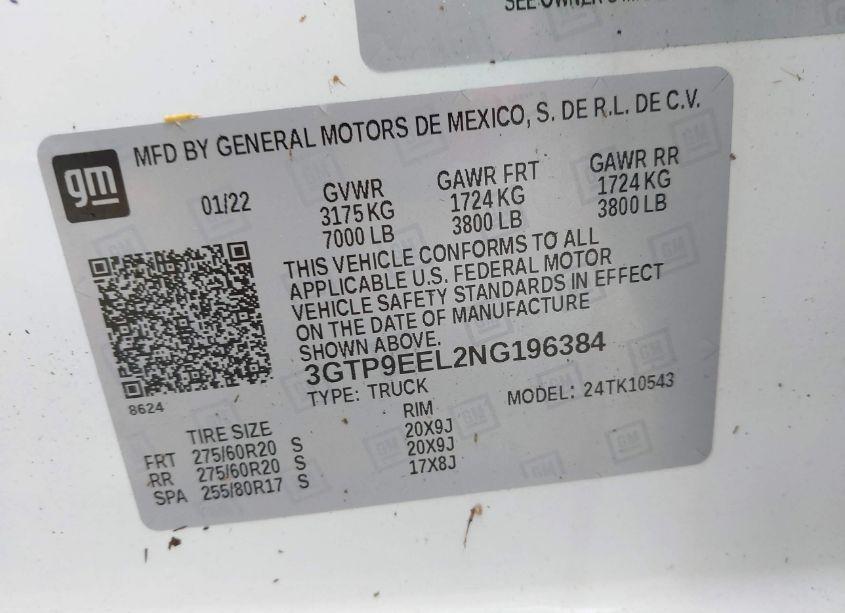 Photo 9 of 2022 Gmc Sierra 1500 LIMITED 4WD SHORT BOX AT4 (VIN 3GTP9EEL2NG196384)