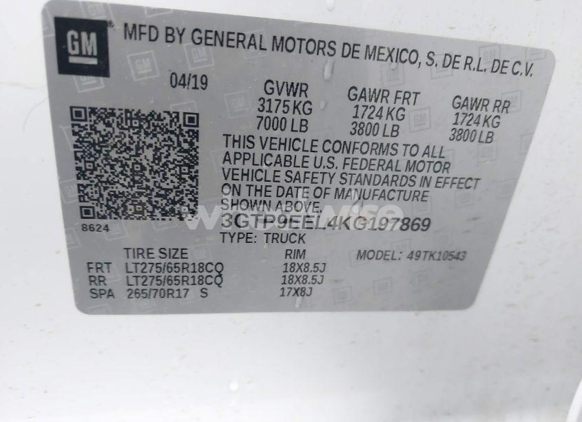 Photo 9 of 2019 Gmc Sierra 1500 AT4 (VIN 3GTP9EEL4KG197869)