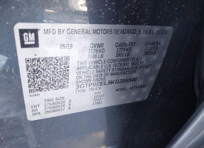 Photo 9 of 2019 Gmc Sierra 1500 AT4 (VIN 3GTP9EEL5KG206546)