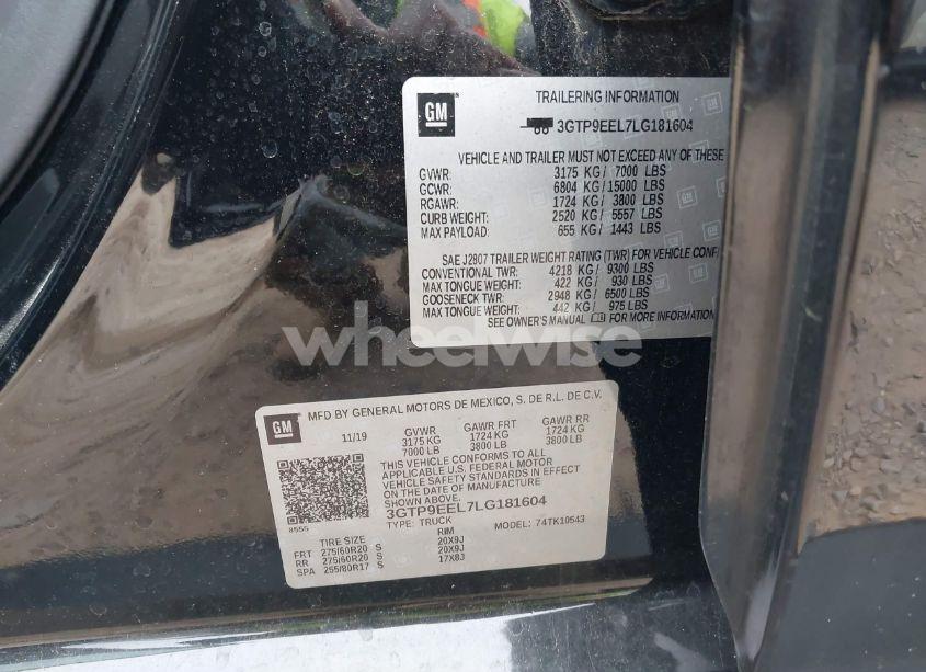 Photo 9 of 2020 Gmc Sierra 1500 4WD SHORT BOX AT4 (VIN 3GTP9EEL7LG181604)