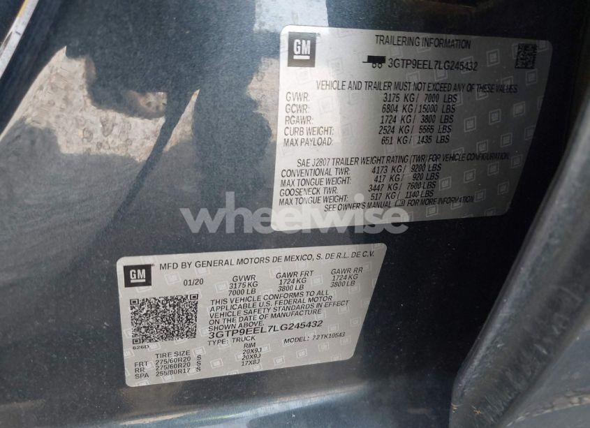 Photo 9 of 2020 Gmc Sierra 1500 4WD SHORT BOX AT4 (VIN 3GTP9EEL7LG245432)