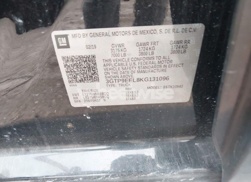 Photo 9 of 2019 Gmc Sierra 1500 AT4 (VIN 3GTP9EEL8KG131096)