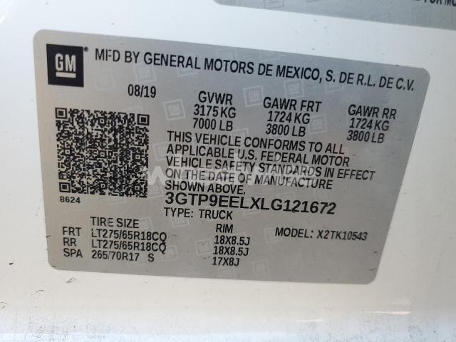 Photo 2 of 2020 GMC SIERRA K1500 AT4 N/A (VIN 3GTP9EELXLG121672)