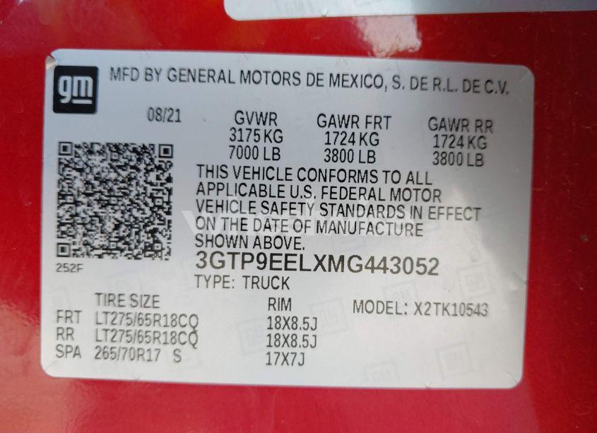 Photo 9 of 2021 Gmc Sierra 1500 (VIN 3GTP9EELXMG443052)