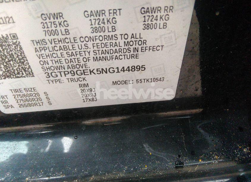 Photo 9 of 2022 Gmc Sierra 1500 LIMITED (VIN 3GTP9GEK5NG144895)