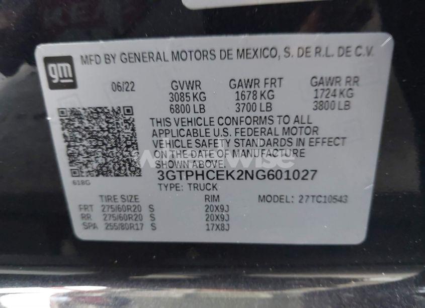 Photo 9 of 2022 Gmc Sierra 1500 (VIN 3GTPHCEK2NG601027)