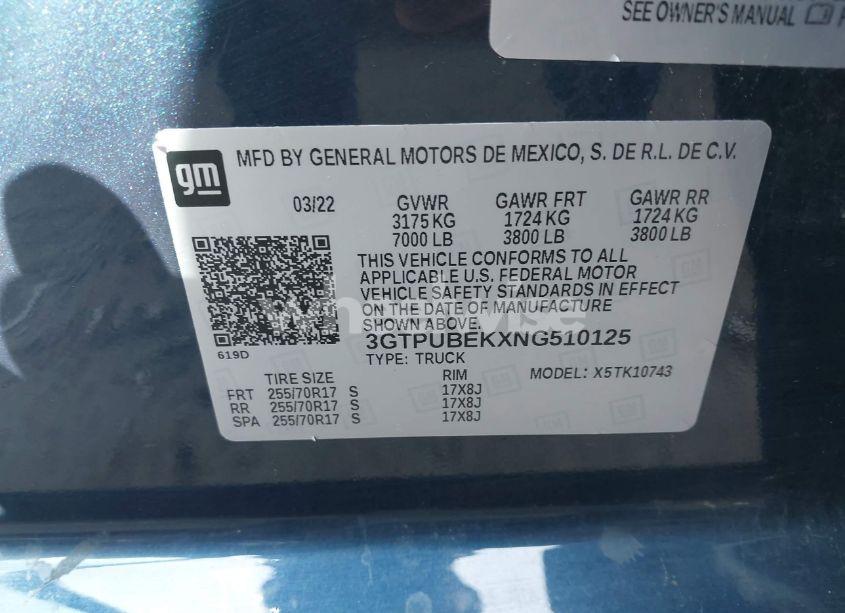 Photo 9 of 2022 Gmc Sierra 1500 4WD STANDARD BOX SLE (VIN 3GTPUBEKXNG510125)