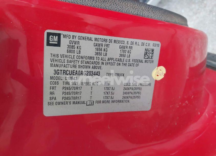 Photo 9 of 2010 Gmc Sierra 1500 SL (VIN 3GTRCUEA0AG203443)