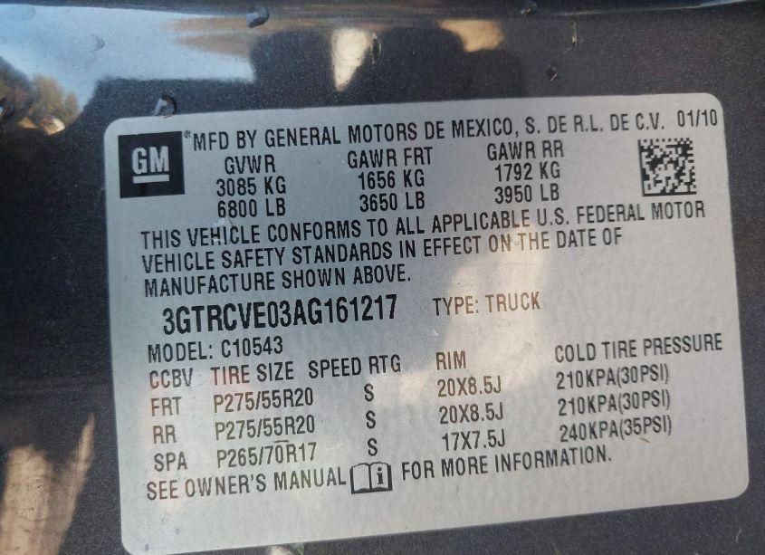 Photo 9 of 2010 Gmc Sierra 1500 SLE (VIN 3GTRCVE03AG161217)