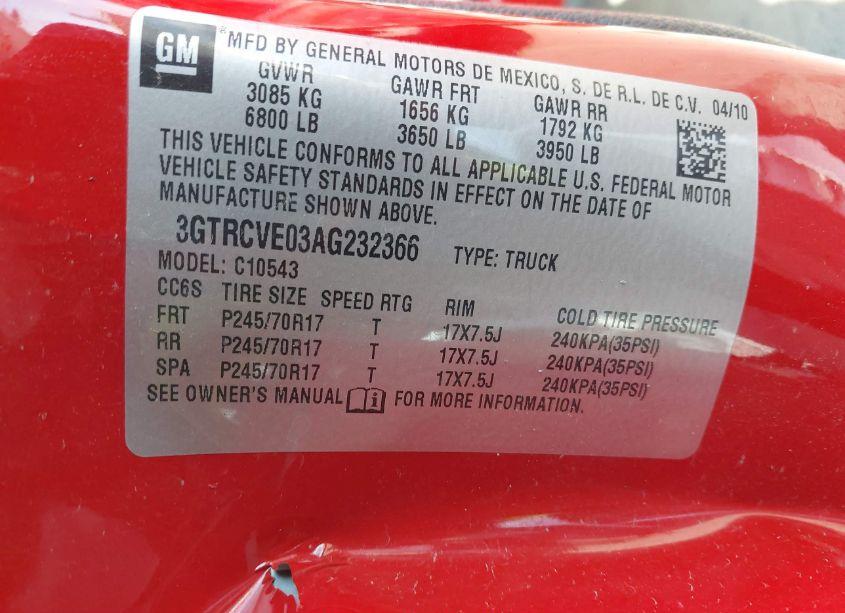 Photo 9 of 2010 Gmc Sierra 1500 SLE (VIN 3GTRCVE03AG232366)