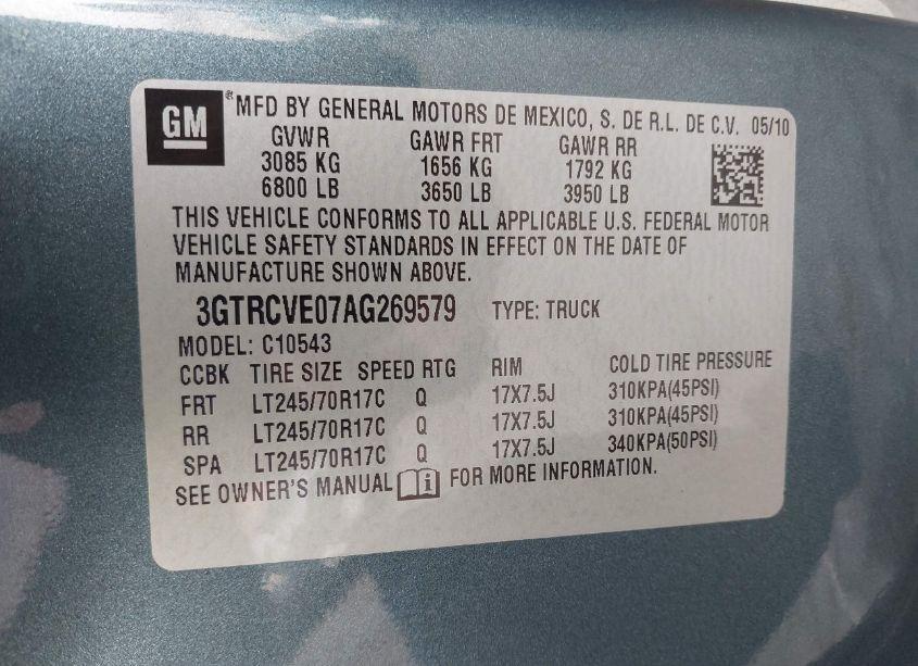 Photo 9 of 2010 Gmc Sierra 1500 SLE (VIN 3GTRCVE07AG269579)