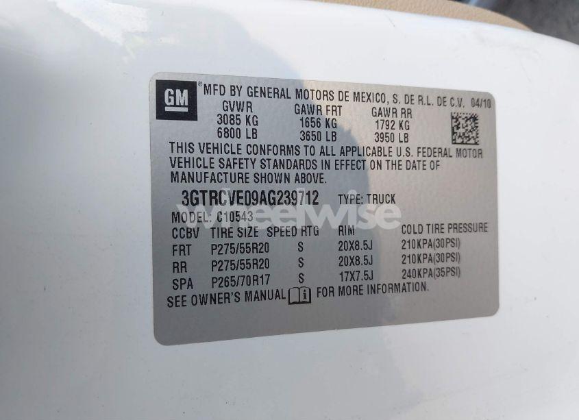 Photo 9 of 2010 Gmc Sierra 1500 SLE (VIN 3GTRCVE09AG239712)