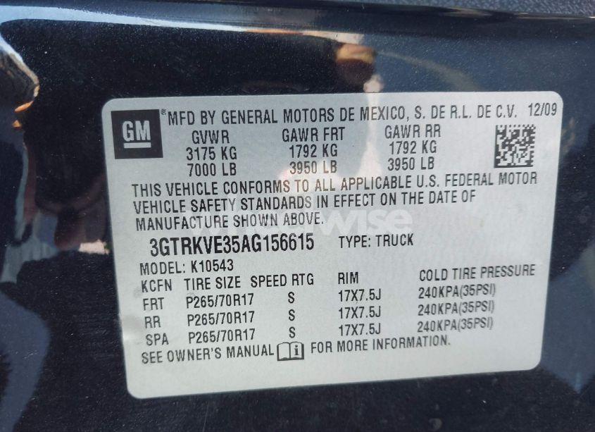 Photo 9 of 2010 Gmc Sierra 1500 SLE (VIN 3GTRKVE35AG156615)