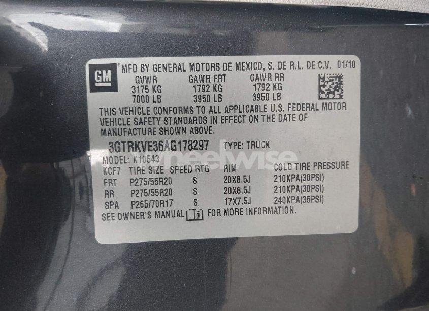 Photo 9 of 2010 Gmc Sierra 1500 SLE (VIN 3GTRKVE36AG178297)