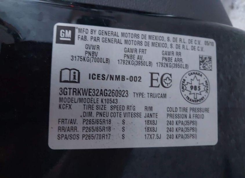 Photo 9 of 2010 Gmc Sierra 1500 SLT (VIN 3GTRKWE32AG260923)