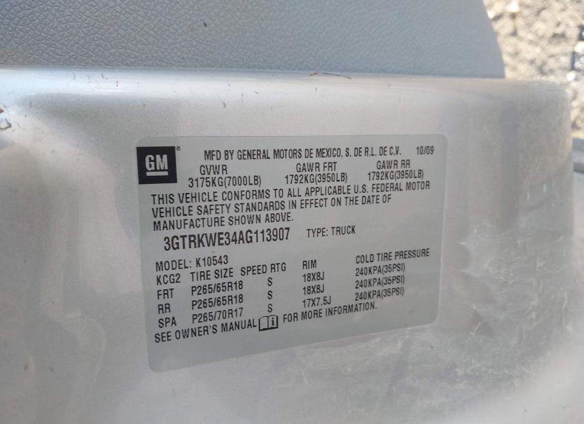 Photo 9 of 2010 Gmc Sierra 1500 SLT (VIN 3GTRKWE34AG113907)