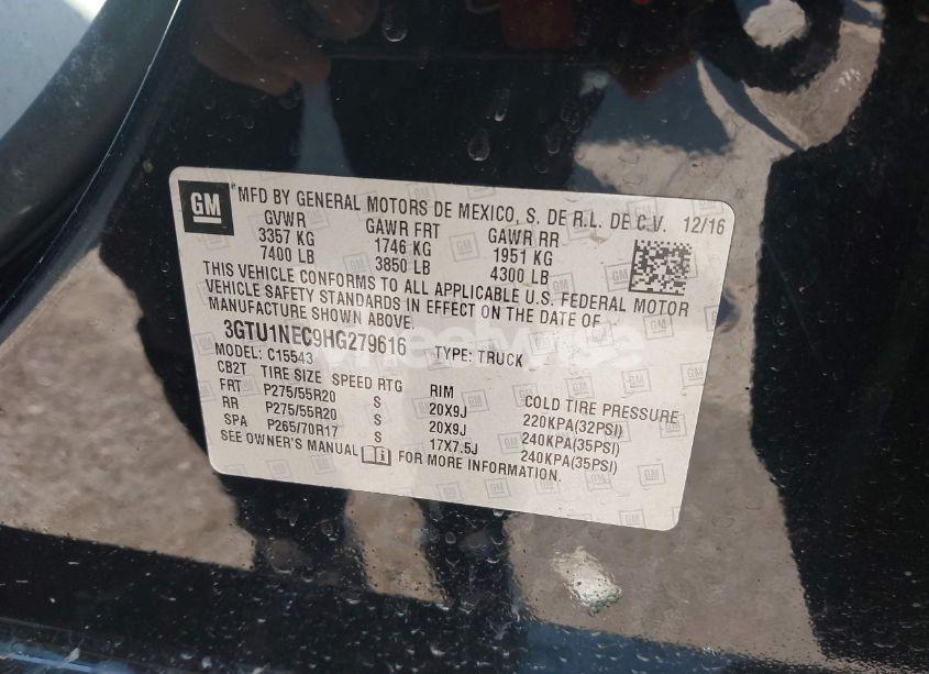 Photo 9 of 2017 Gmc Sierra 1500 SLT (VIN 3GTU1NEC9HG279616)