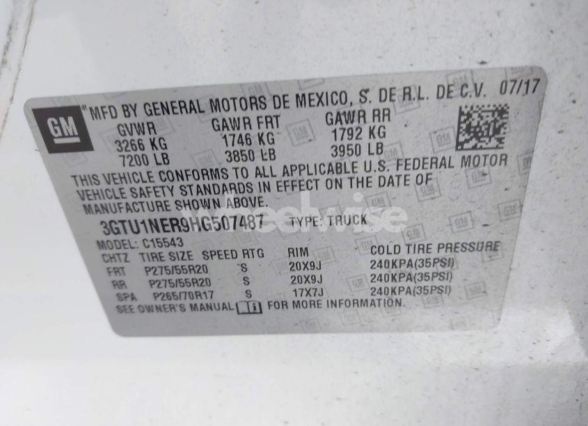 Photo 9 of 2017 Gmc Sierra 1500 SLT (VIN 3GTU1NER9HG507487)